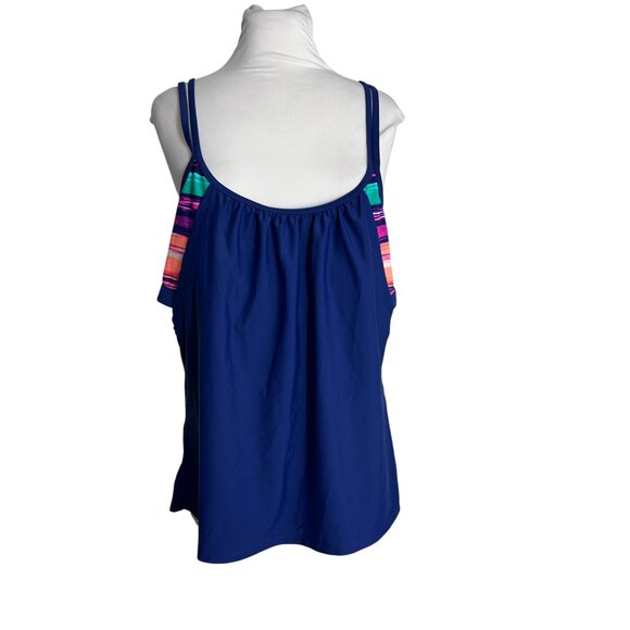 BCBG Swim Tankini Top Blue Pink Womens Size 16 Padded - Picture 9 of 9